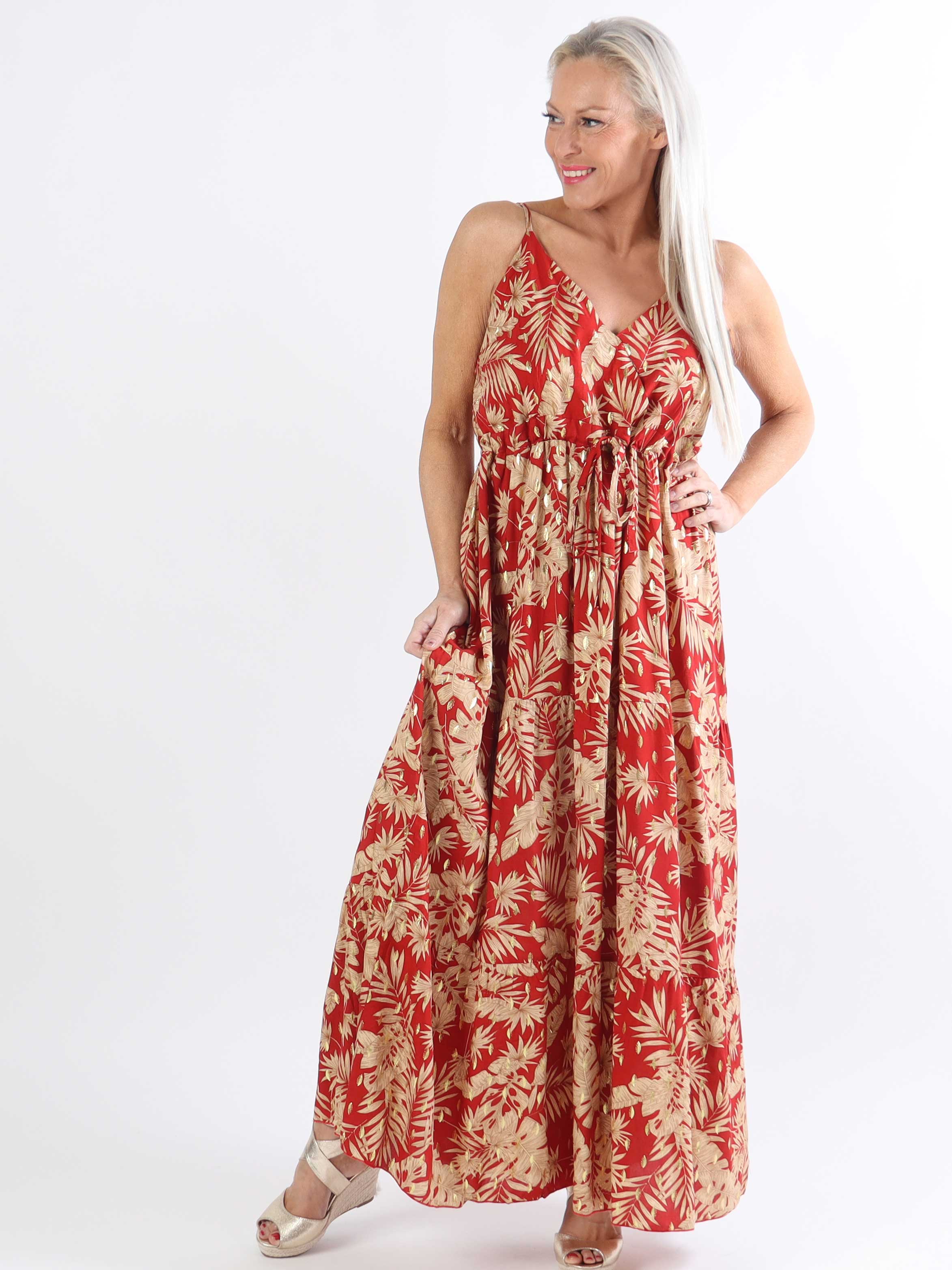 Lucie Palm - Plus size stropkjole i viskose med palmeprint